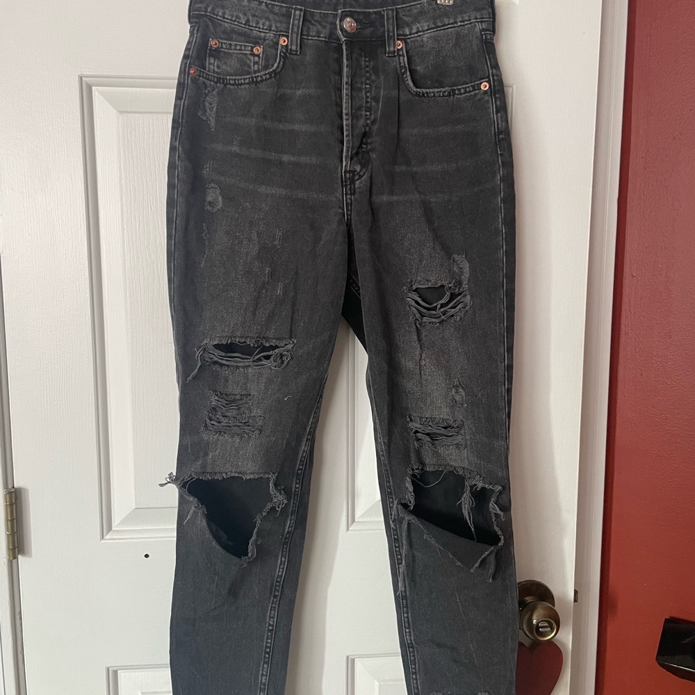 H&M Black Skinny Jeans Distressed Style